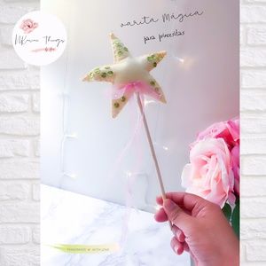 handmade Star wand, felt star wand, green sequin